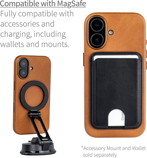 Dockem 17 Genuine Leather Case for iPhone Compatible with MagSafe, with Capacitive Camera Control Button (MSGL, Light