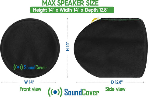 Two Large Black Heavy Duty Marine Wakeboard Tower Pod Speaker Covers for Large Round Boat Speakers - Cover Dimensions: Height 14" x Width 14" x Depth 12.8” - Check Dimensions Before Ordering