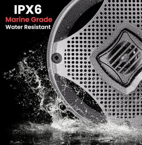 LANZAR 5.25” Marine 2-Way Speakers - 400 Watt Water Resistant Audio System with Attachable Grills - 1 Pair, AQ5CXS