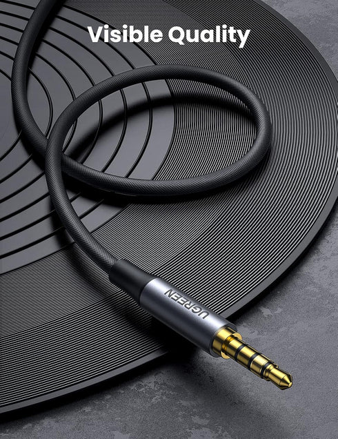 UGREEN 3.5mm Audio Cable, Braided 4-Pole Hi-Fi Stereo TRRS Jack, Male to Male AUX Cord, 16FT, Compatible with iPad,
