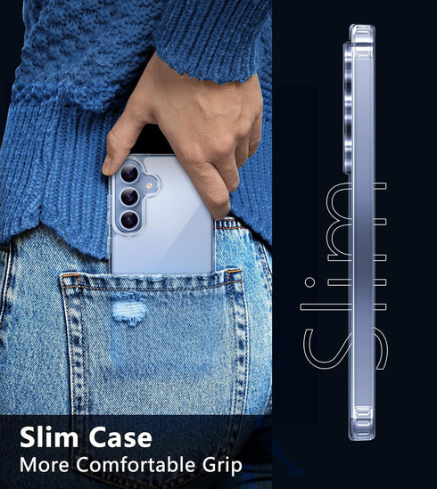 FNTCASE Anti Yellowing Clear Case for Samsung Galaxy S24, Military Grade Protection Slim Shockproof Transparent Cover