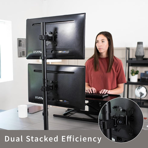 VIVO Dual Vertically Stacked Monitor Desk Mount, Adjustable Stand for 2 Ultrawides up to 34 inches