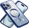 Jmltech iPhone 15 Pro Max Case - Cute Transparent Silicone, Magnetic Shockproof, Luxury Plating, Gradient Glitter Blue.