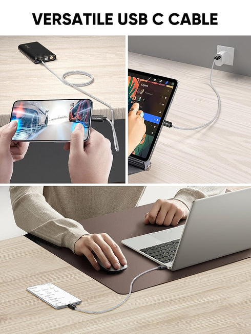 CableCreation 2FT USB to USB C Cable, Black USB A to USB C 3A Fast Charging Braided Cable for Galaxy S23, iPad Pro