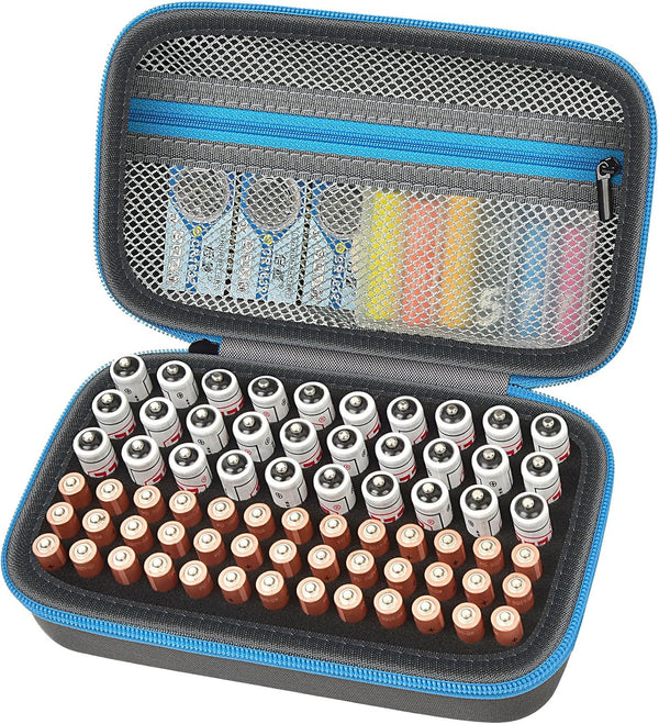 ALKOO Battery Organizer Case for AA AAA Batteries, Storage Holder Box with