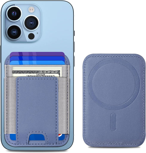 Upgraded Magsafe Wallet, Strongest Magnetic Wallet for iPhone with 2 Card Slots, Vegan Leather, Fit 7 Cards, Purple