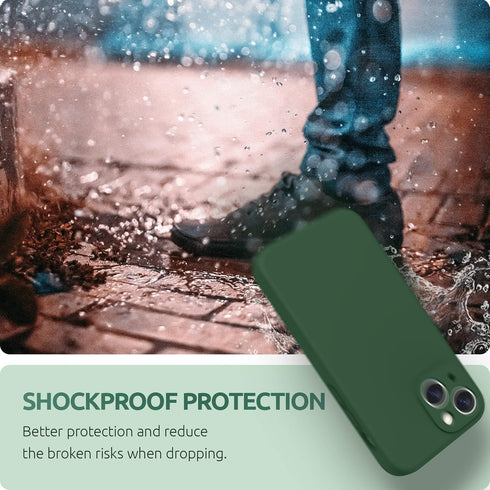 SURPHY iPhone 13 Mini Case, Clover Green, with Screen Protector, Liquid Silicone Phone Case, Camera Protection, 5.4