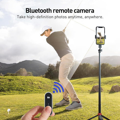 EUG-PRODUCTS 62" Phone Tripod & Selfie Stick for Golf Training, Extendable Cell Phone Tripod Stand with Wireless Remote