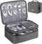ORIENT FAMULAY Waterproof Travel Organizer, Double Layer Large Shockproof Cable Bag for Electronic Accessories - Gray