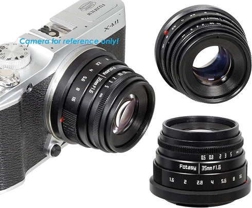 Fotasy Manual 35mm f1.6 APSC Lens for Fuji X Mount Mirrorless Cameras, Compatible with Fujifilm X-Pro2, X-Pro3, X-E2,