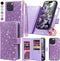 Varikke for iPhone 12 Wallet Case, Detachable with Card Holder, Fashion Glitter Leather Strap, Light Purple