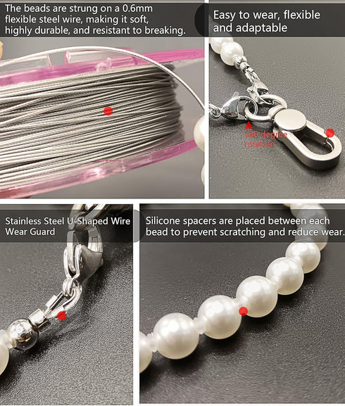 Gift,15 Beaded Phone Strap,Premium Crystal Pearl Lanyard Elegant Chain-Cute&Glossy Wrist Strap for Phone Case,Women