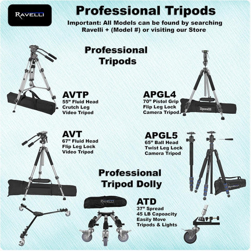 Ravelli 53" Lightweight Aluminum Tripod with Bag & Smartphone Mount
