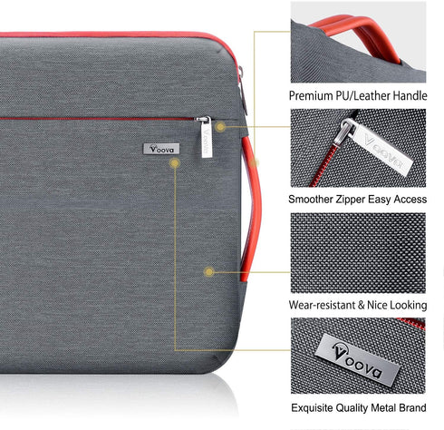Voova Laptop Sleeve Case 13-13.6 Inch, Waterproof Slim Computer Bag Cover for MacBook Air/Pro, Grey