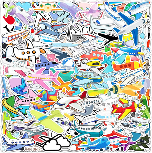 100 Pcs Airplane Stickers Set for Adults Teens, Airplane Party Supplies, Aircraft
