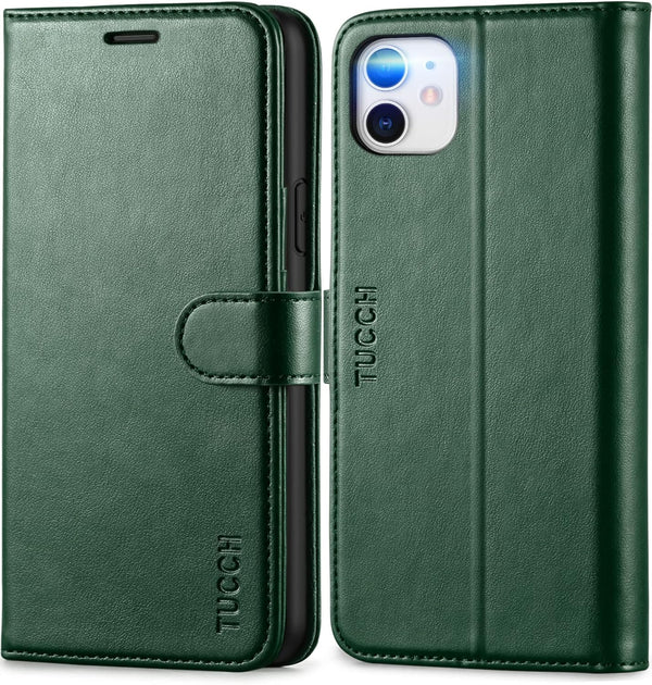 TUCCH Wallet Case for iPhone 11 - TPU Shockproof Inner Shell, PU Leather RFID Blocking Magnetic Stand Cover