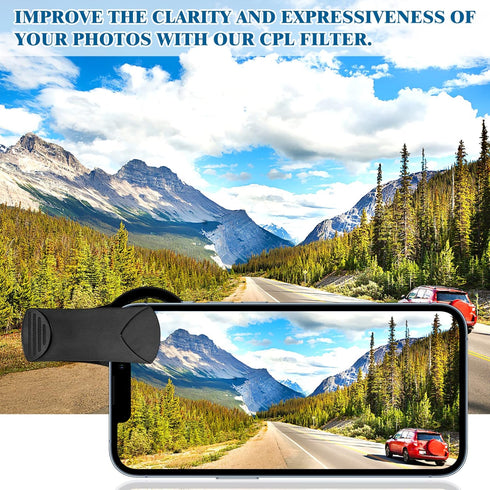 37mm Cell Phone Lens CPL Filter, Universal Phone Camera Lens Clip On, Circular CPL Polarizer Filter Compatible with