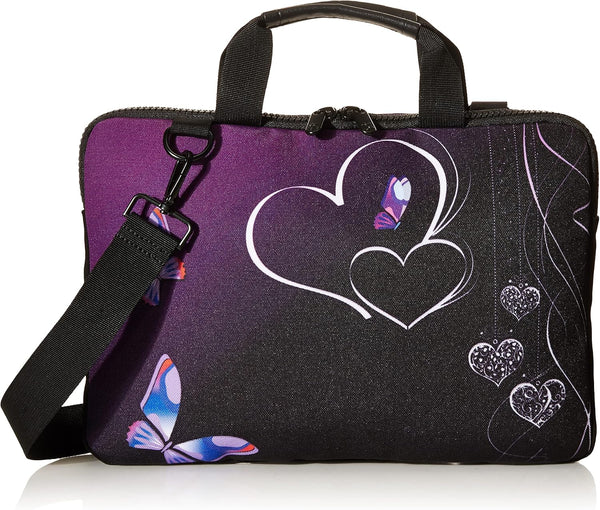 iColor Purple Butterflies Canvas Laptop Sleeve Case Protective Bag for 11.6 12 12.9 13 13.3 Inches Laptop