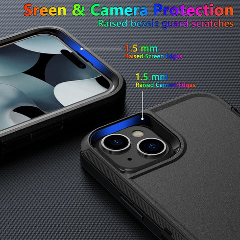 MXX Heavy Duty Case for iPhone 15 Plus (6.7", 2023) - Shockproof, Dustproof, with Tempered Glass & Camera Lens
