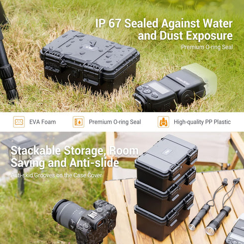 KIWIFOTOS 58 Slots Battery Case Holder with Tester, IP67 Waterproof Outdoor Storage Organizer for AA AAA Batteries