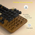 Wireless Full Size Retro Keyboard and Mouse Combos, 2.4Ghz Optical Mouse for Windows, Mac, PC, Laptop (Coffee-Black)