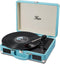 Feir Vinyl Stereo Blue Record Player 3 Speed Portable Turntable Suitcase Built in