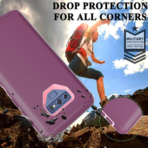 YmhxcY 3-in-1 Heavy-Duty Protection Case for Galaxy Note 9 6.4 inch, with Flexible TPU Film and Camera Lens Film