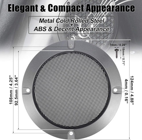 X AUTOHAUX 2pcs 3" Titanium Tone Audio Speaker Cover - Glossy Mesh Subwoofer Grill Horn Protector