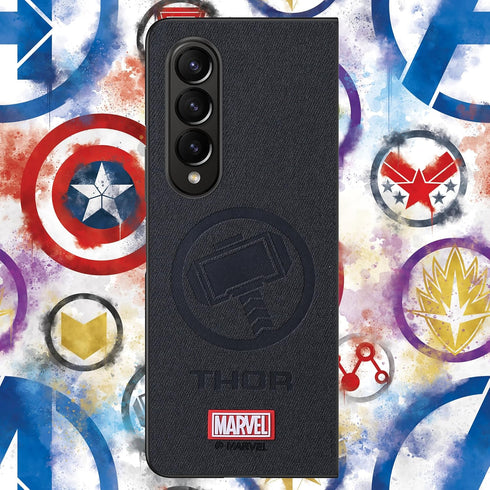 Case for Samsung Galaxy Z Fold 3 5G, Superhero Character Compatible Leather Case, Black