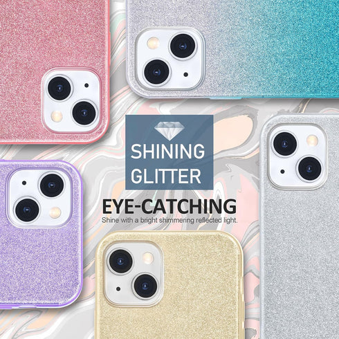 MATEPROX Bling Sparkle Protective Case for iPhone 13 Mini, iPhone 12 Mini, Cute Girls Women (Pink)