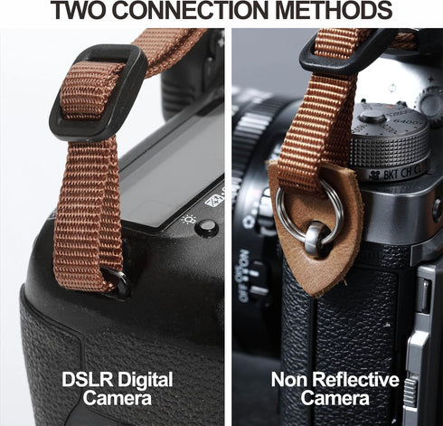 Padwa Lifestyle Camera Strap - 1.5" Crazy Horse Cowhide Head Cotton Strap, Vintage Embroidery for Cameras