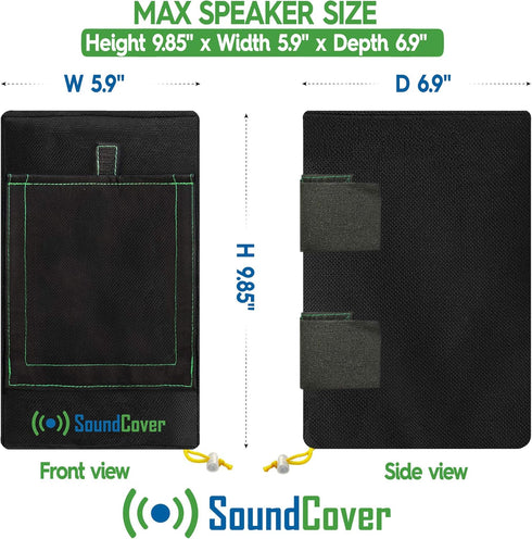 Two Small Heavy Weight 600D Waterproof Outdoor Speaker Covers for C-Bracket Mounted Speakers, Fits Yamaha & Polk