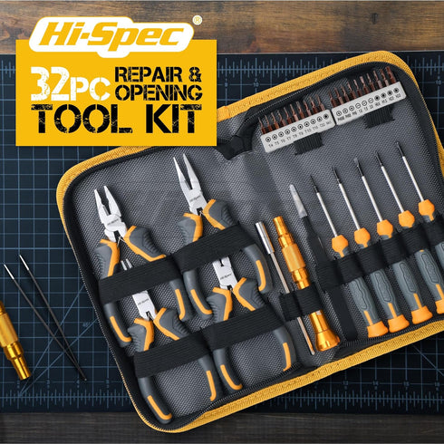 Hi-Spec 32pc Electronics Repair & Opening Tool Kit Set for Laptops, Phones, Devices, Precision Screwdrivers
