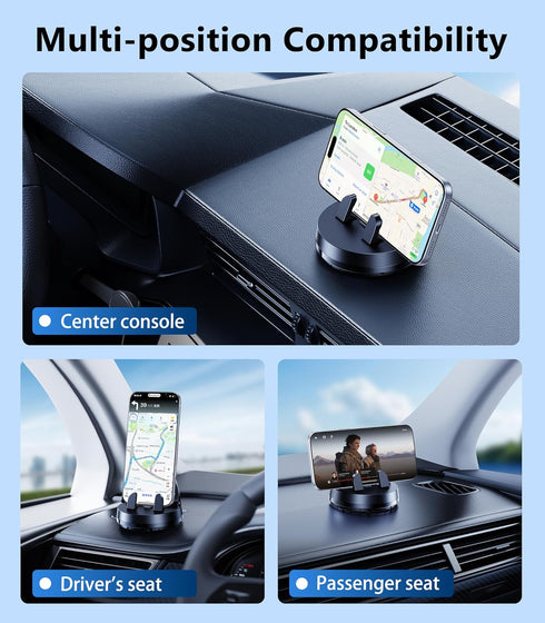 DICMKY 360 Car Dashboard Phone Holder Mount, Rotating Curved Dash Automatic Clamping Cell Phone Mount with Adaptive