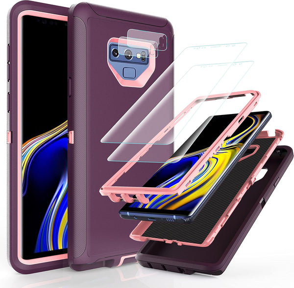 YmhxcY 3-in-1 Heavy-Duty Protection Case for Galaxy Note 9 6.4 inch, with Flexible TPU Film and Camera Lens Film