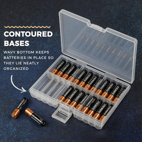 GlossyEnd Set 4 48 of - Two AA and Two AAA Battery Storage Box, Battery Storage Case Holder with Tester, Clear. Each
