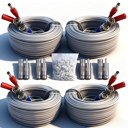 4PCS 100ft/30m Integrated BNC Video Power Cable ext. for Security Cameras, CCTV,