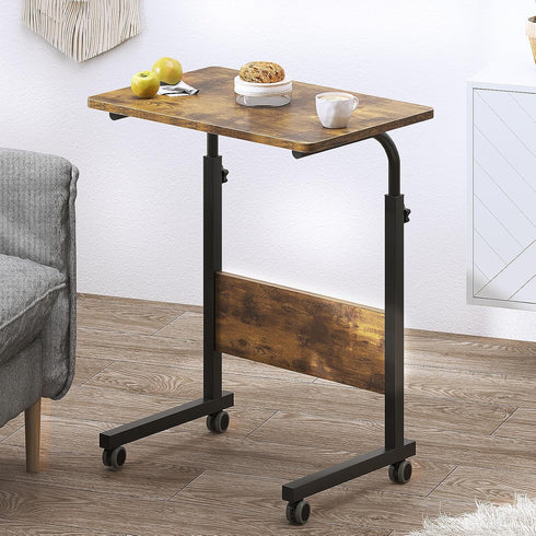 DlandHome Rolling Desk Mobile Standing Desk Mobile Side Table 23.6 Inches w/Wheels