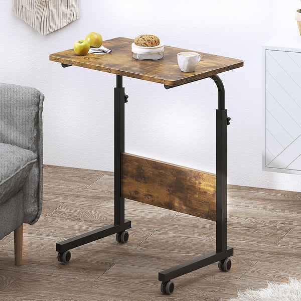 DlandHome Rolling Desk Mobile Standing Desk Mobile Side Table 23.6 Inches w/Wheels