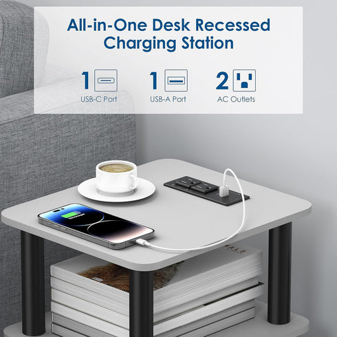 Conference Recessed Power Strip, 20W USB C Fast Charging, 2 Outlets, 2 USB Ports, 6ft Cord