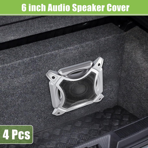 ACROPIX Universal 6" Car Speaker Grills Cover Mesh Square 6 Inch Audio Speaker Subwoofer Guard Protector Case with Screws Iron Silver Tone - Pack of 4 by ACROPIX