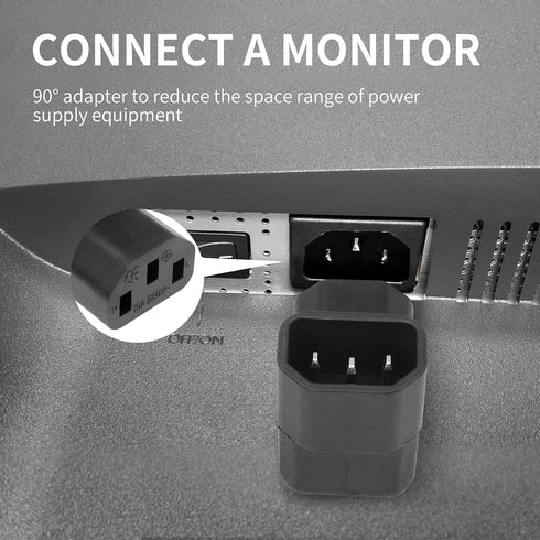 YACSEJAO IEC 320 Male C14 to 90 Degree Down Right Angled C13 Power Extension Adapter, 2PCS