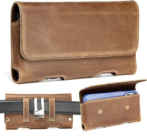 Gcepls Leather Phone Holster for iPhone 14 Pro Max, 13 Pro Max, Galaxy S23 Ultra, Premium Genuine Leather with Belt