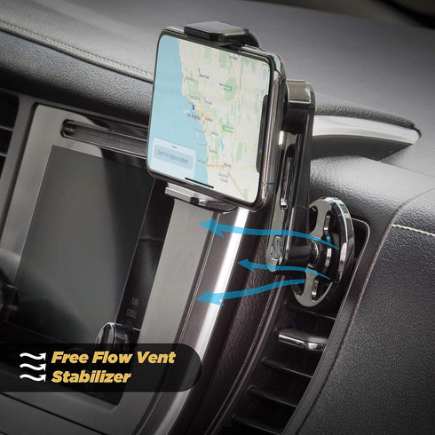 Scosche VP2M-SP Universal Freeflow Vent/Dash Mount Cell Phone Holder, 2-in-1 Portable Adjustable Mobile Device Mount
