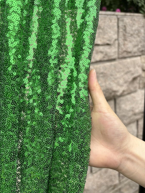 Green Sequin Backdrop Curtains - 4 Panels 2FTx8FT Glitter Green Photo Backdrop for Party Wedding Baby Shower