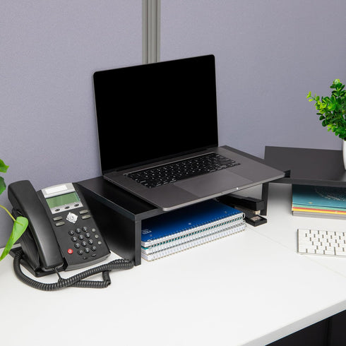 Mind Reader Dual Monitor Stand, Height Adjustable Desktop Organizer, Laptop Riser, 51.25" L x 9.25" W x 4.75" H, Black