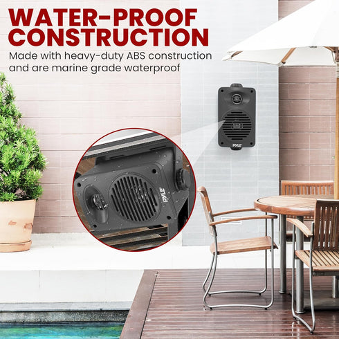 Pyle Indoor Outdoor Speakers Pair, 200 Watt Dual Waterproof 3.5” 2-Way Speaker System for Home, Boat, Marine