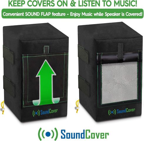 Two Small Heavy Weight 600D Waterproof Outdoor Speaker Covers for C-Bracket Mounted Speakers, Fits Yamaha & Polk