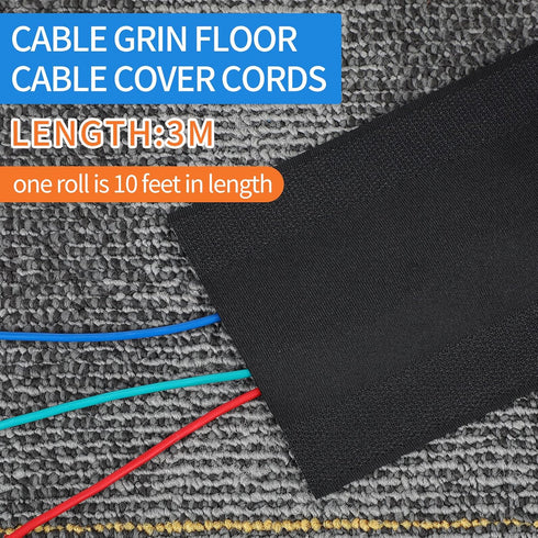 WILLBOND Commercial Carpet(Black,39.37 Carpet Cord Cover Cable Grip Floor Cover Cable Protector Management Only