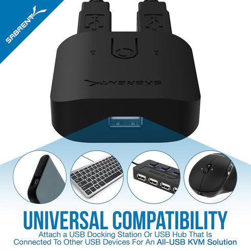 SABRENT USB 2.0 Sharing Switch for Multiple Computers and Peripherals, LED Device Indicators (USB-SW20)